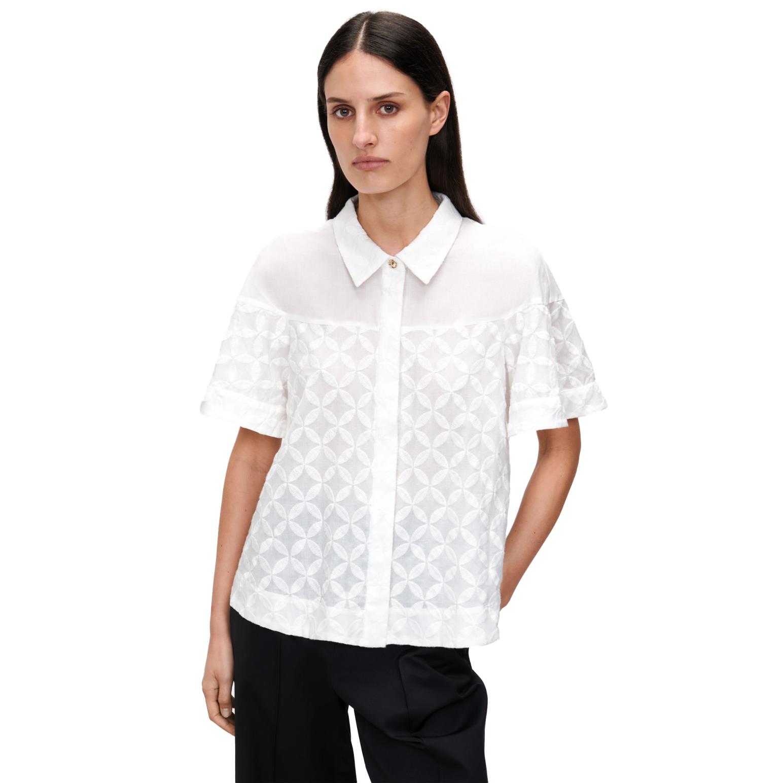 Veronika Maine Embroidered Cotton Trapeze Shirt